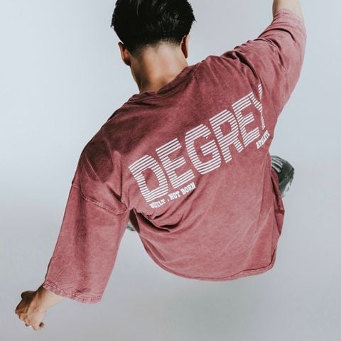  Áo Thun màu wax đỏ Degrey kiểu dáng rộng in logo - OVSWAXDO 