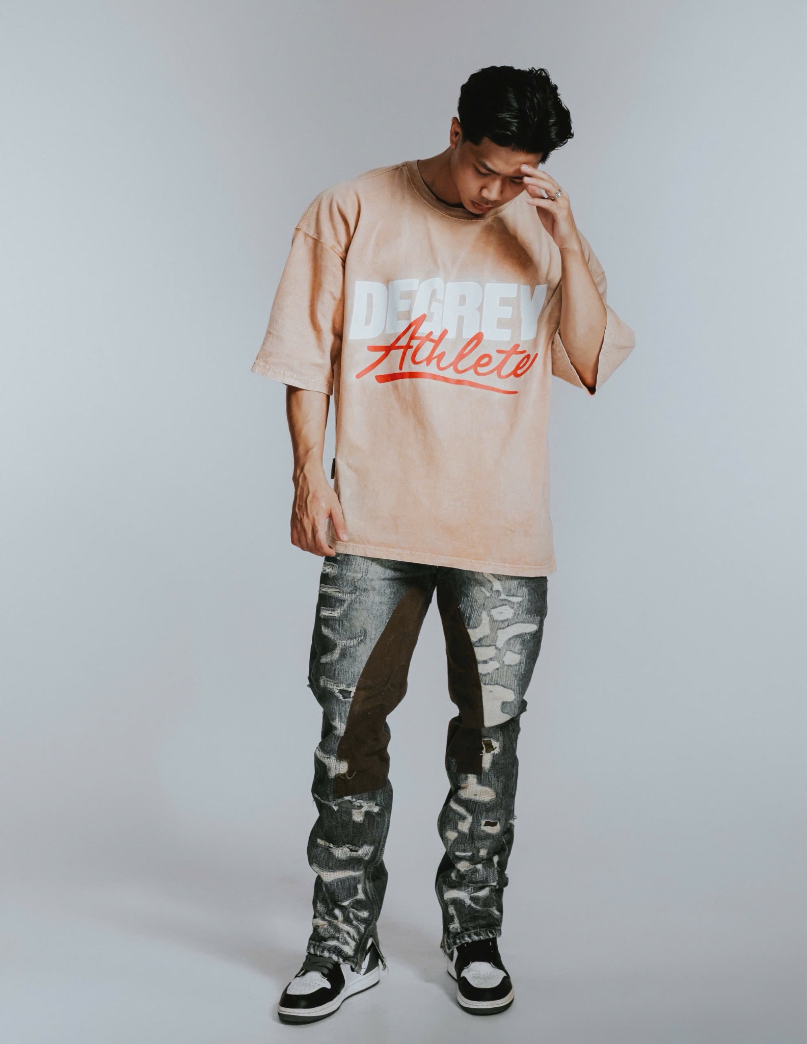  Áo Thun màu wax VÀNG Degrey kiểu dáng rộng in logo - OVSWAXVANG 