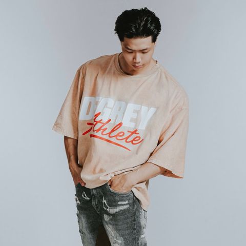  Áo Thun màu wax VÀNG Degrey kiểu dáng rộng in logo - OVSWAXVANG 