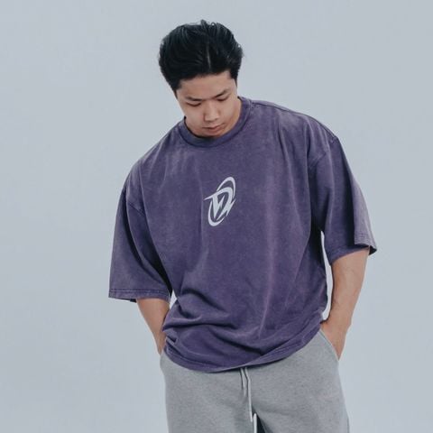  Áo Thun màu wax TÍM Degrey kiểu dáng rộng in logo - OVSWAXTIM 