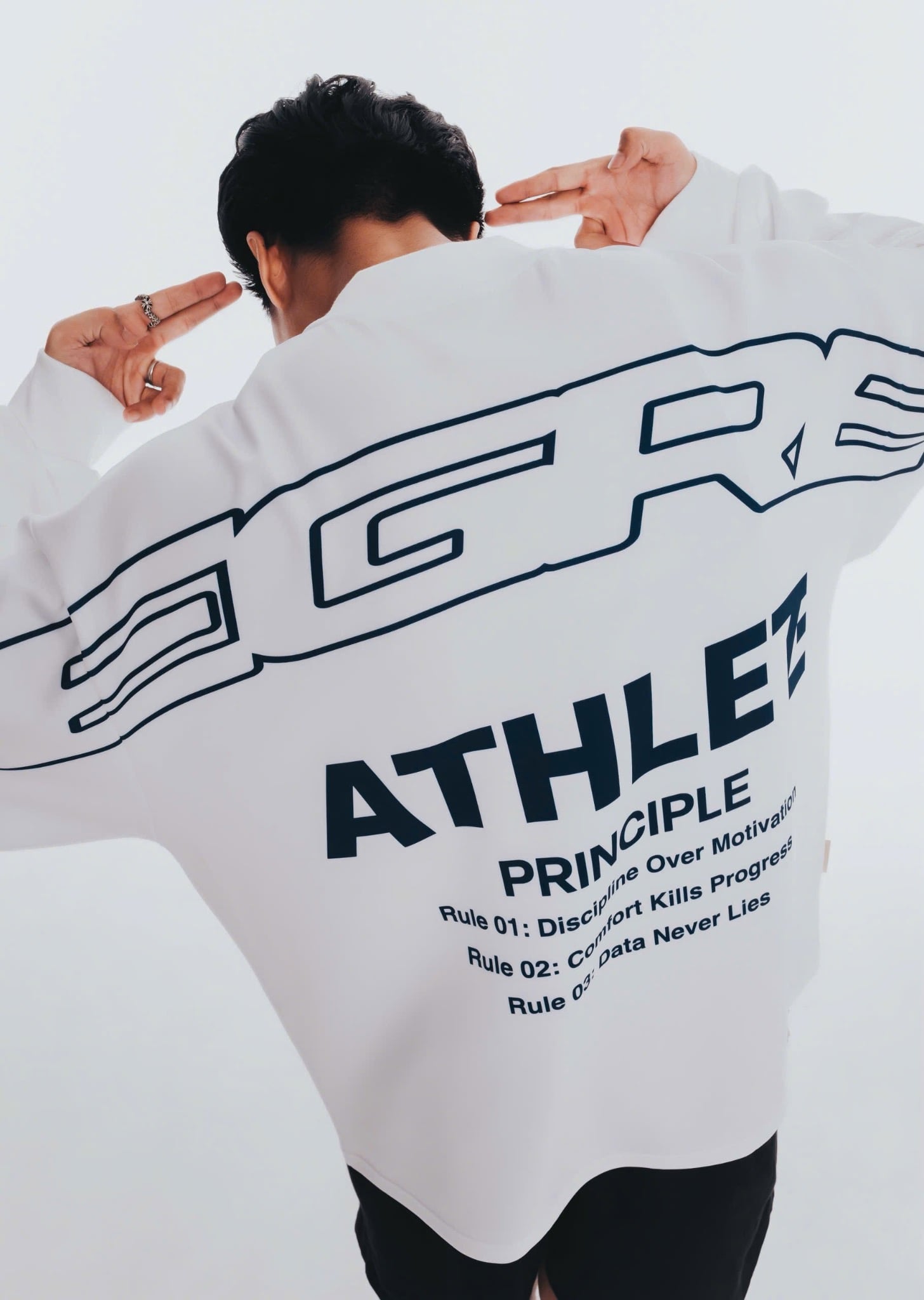  Áo Sweater Degrey Athlete màu trắng xanh Poly - SWETRAXA 