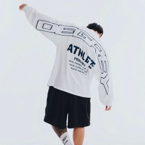  Áo Sweater Degrey Athlete màu trắng xanh Poly - SWETRAXA 