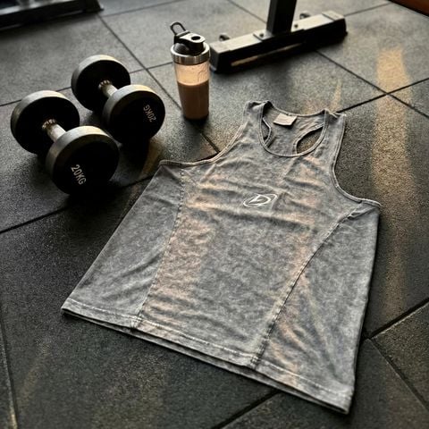  Áo ba lỗ Tank Top Degrey Cotton 4 chiều WAX XÁM New Logo - TANKWAXLOGO 