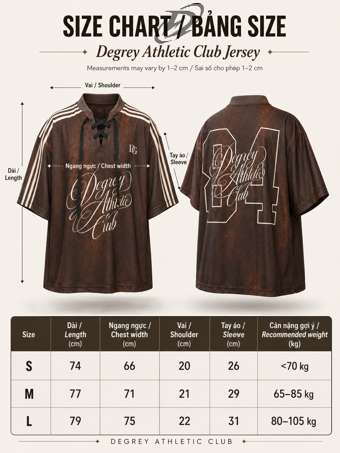  Áo Thun Jersey Mesh màu Nâu Degrey Athletic Club Lace-Up - JERNAU 