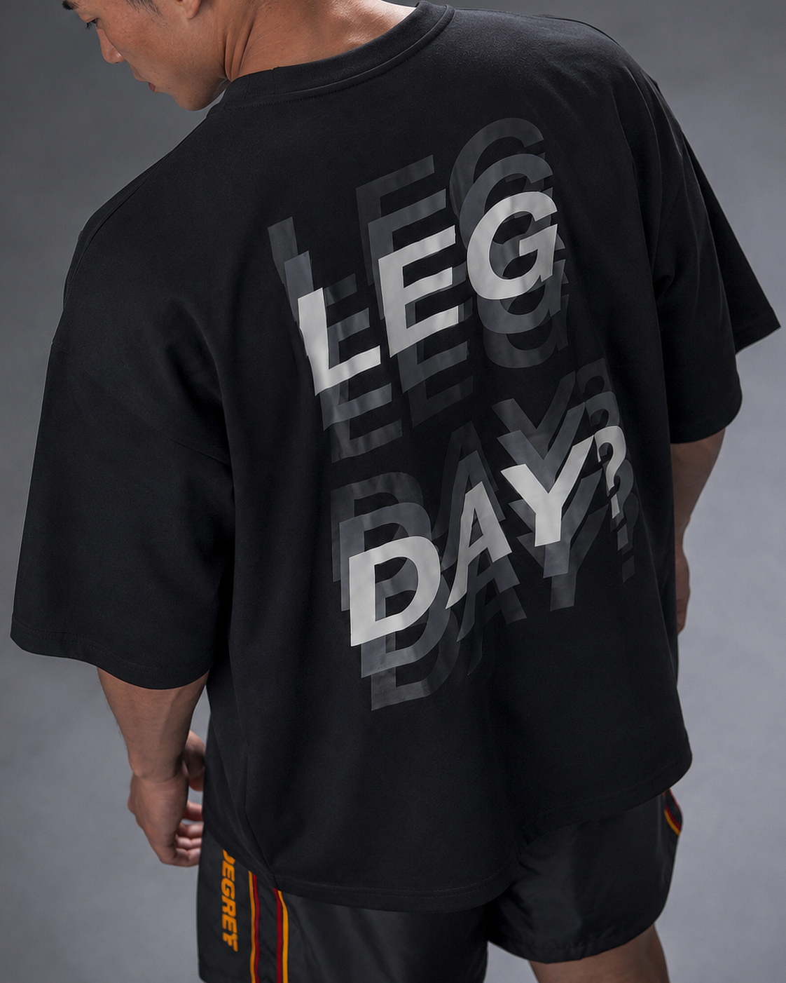  Áo thun Degrey BIG GUY LEG DAY màu ĐEN - BIGLEGDEN 