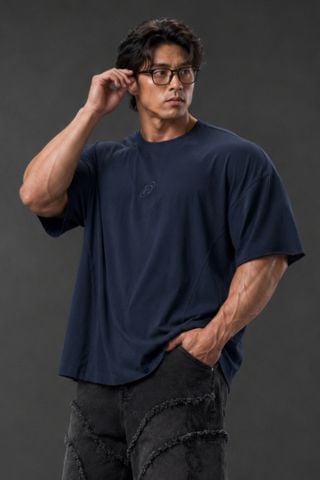  Áo Thun Degrey TC Oversize màu NAVY thêu New Logo - OVSTCNAVY 