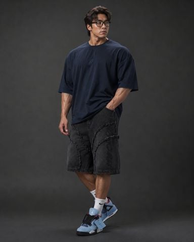  Áo Thun Degrey TC Oversize màu NAVY thêu New Logo - OVSTCNAVY 