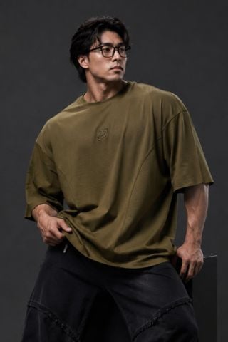  Áo Thun Degrey TC Oversize màu GREEN thêu New Logo - OVSTCGREEN 