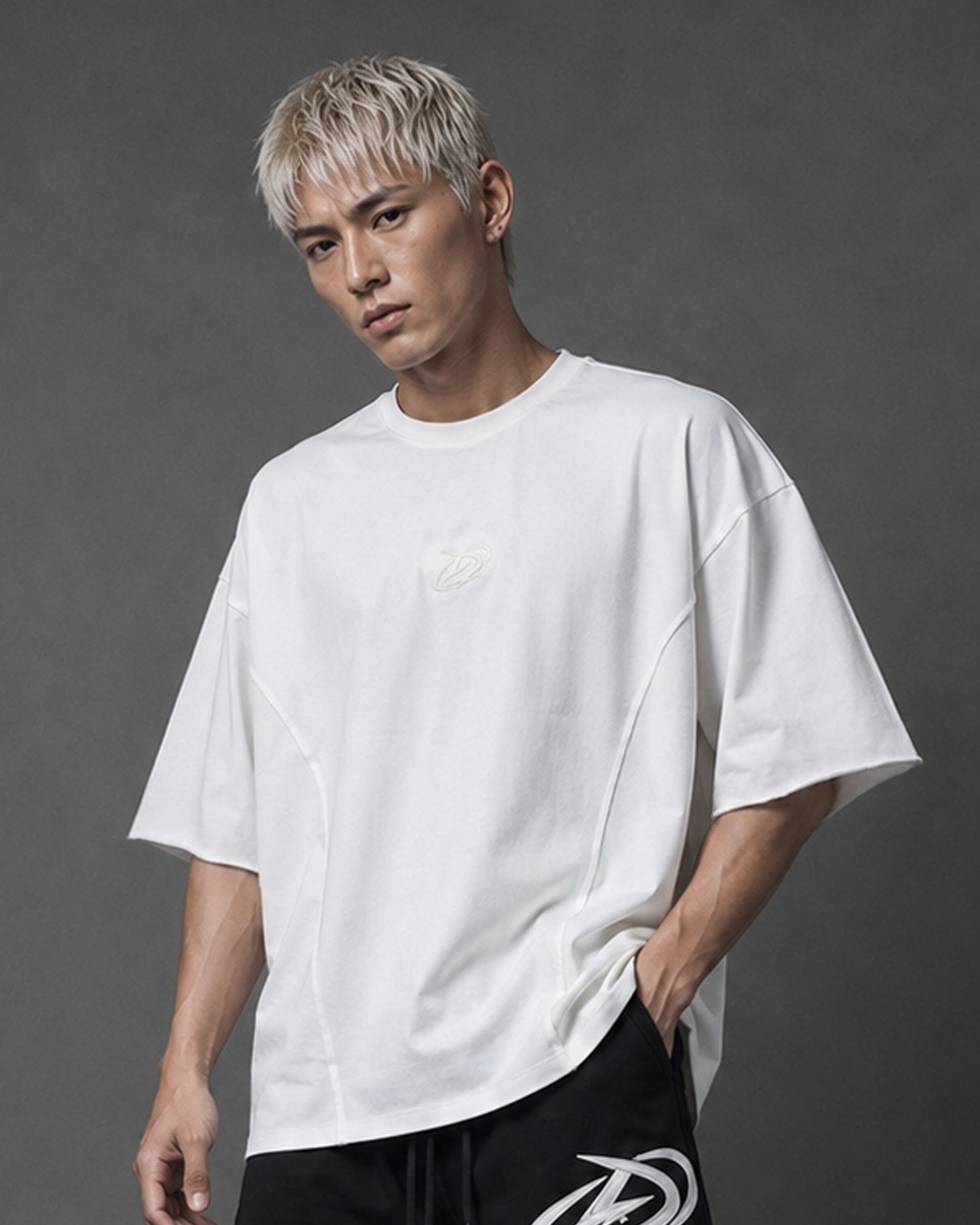  Áo Thun Degrey TC Oversize màu TRẮNG thêu New Logo - OVSTCTRANG 