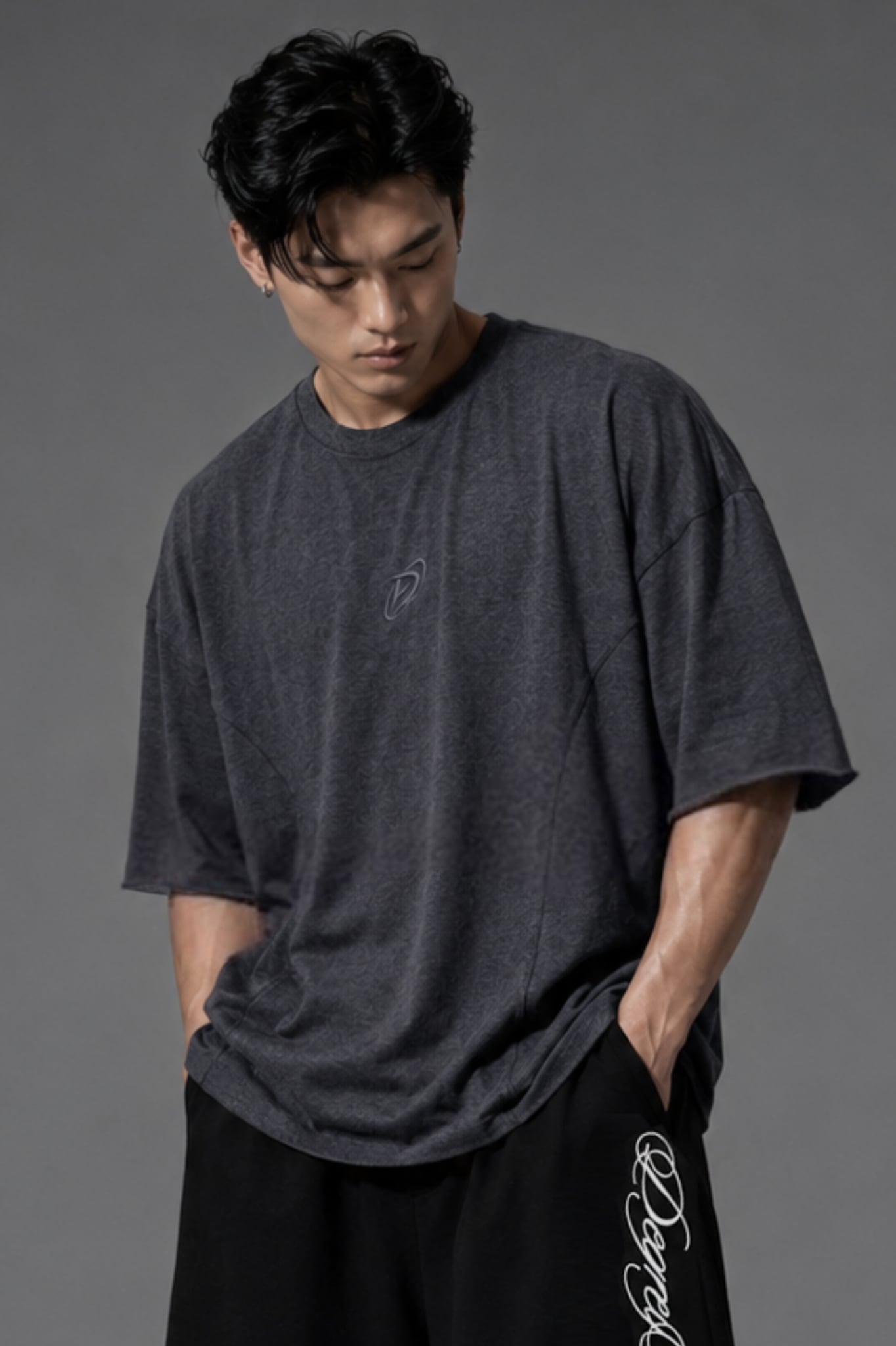  Áo Thun Degrey TC Oversize màu XÁM thêu New Logo - OVSTCXAM 