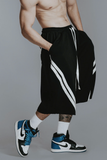  Quần lửng chân cua ĐEN sọc KEM Degrey short pant - SHODENSOCKEM 