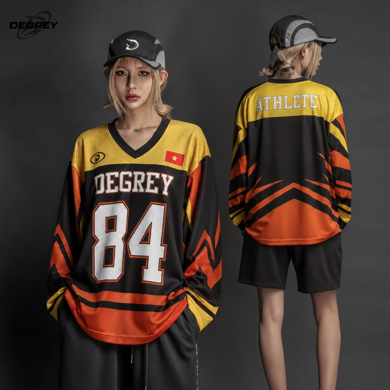  Áo thun tay dài màu BLAZE CAM Degrey Jersey long sleeve cổ tim thời trang thể thao - LONGBLA 