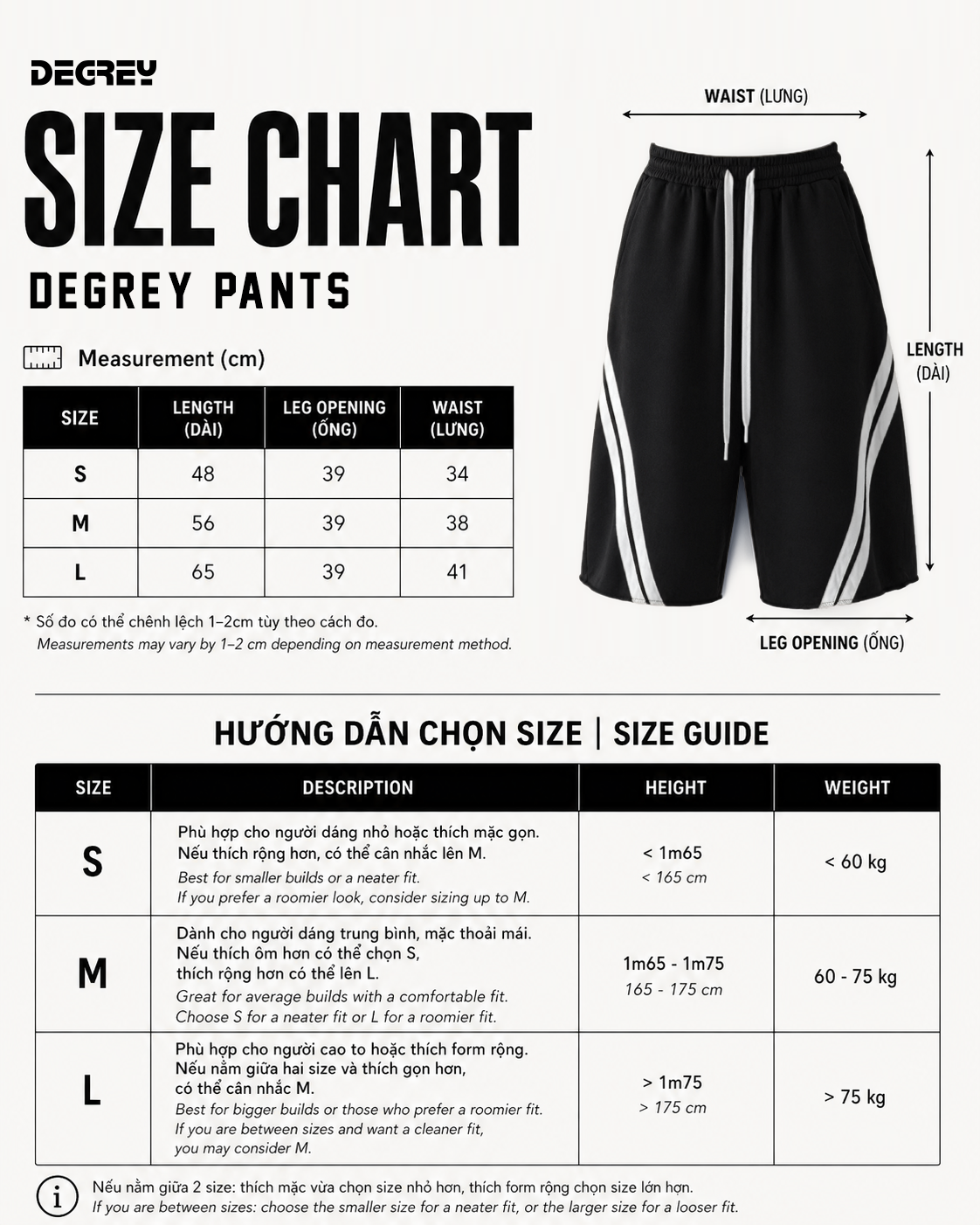  Quần lửng chân cua ĐEN sọc KEM Degrey short pant - SHODENSOCKEM 