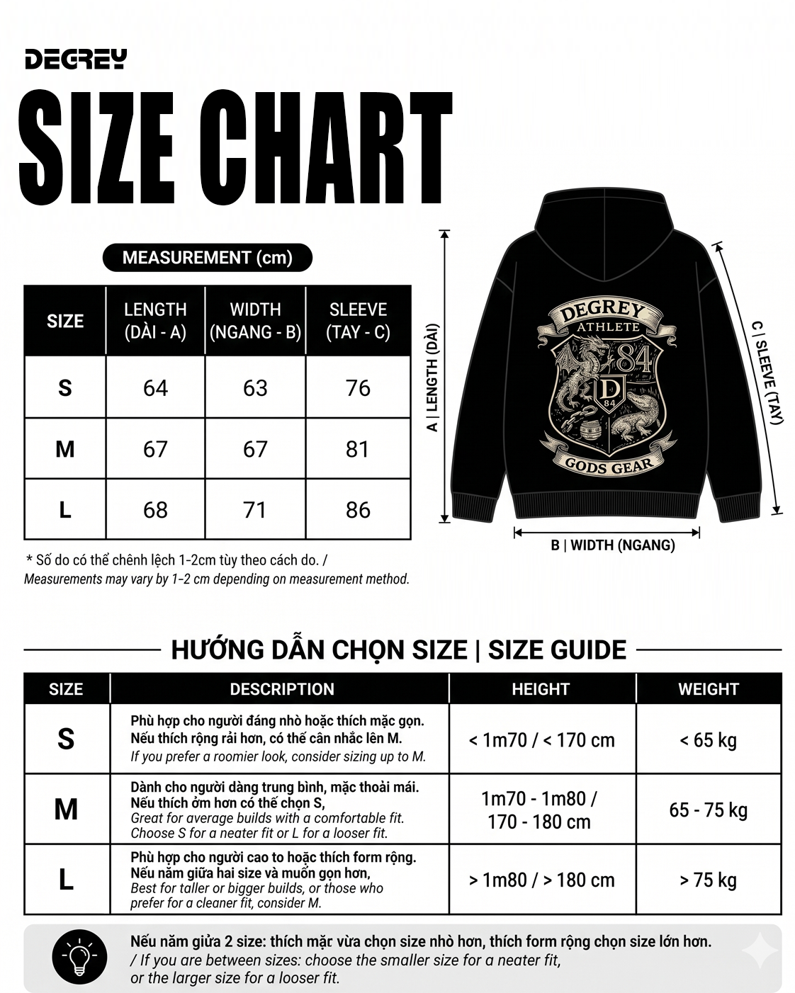  Áo Hoodie Zip Degrey collab Gods Gear - DEGODHOOD 