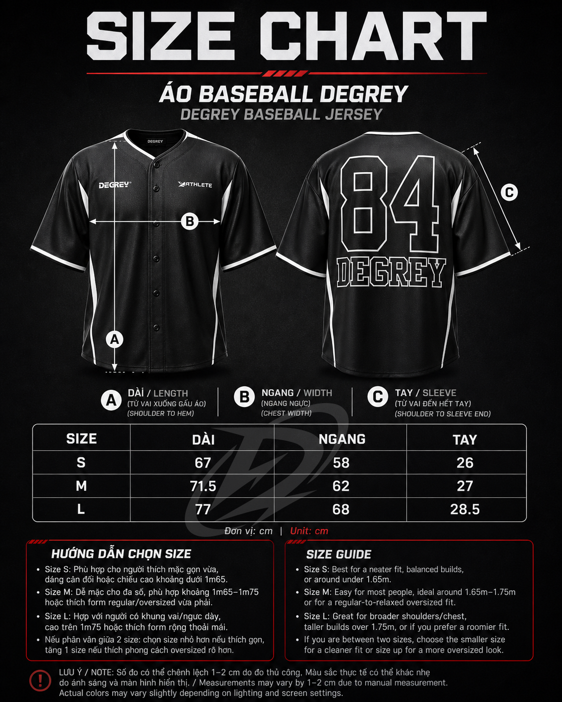 Áo Khoác MÀU ĐEN Degrey Jersey Baseball Athlete - BASEATHDEN 