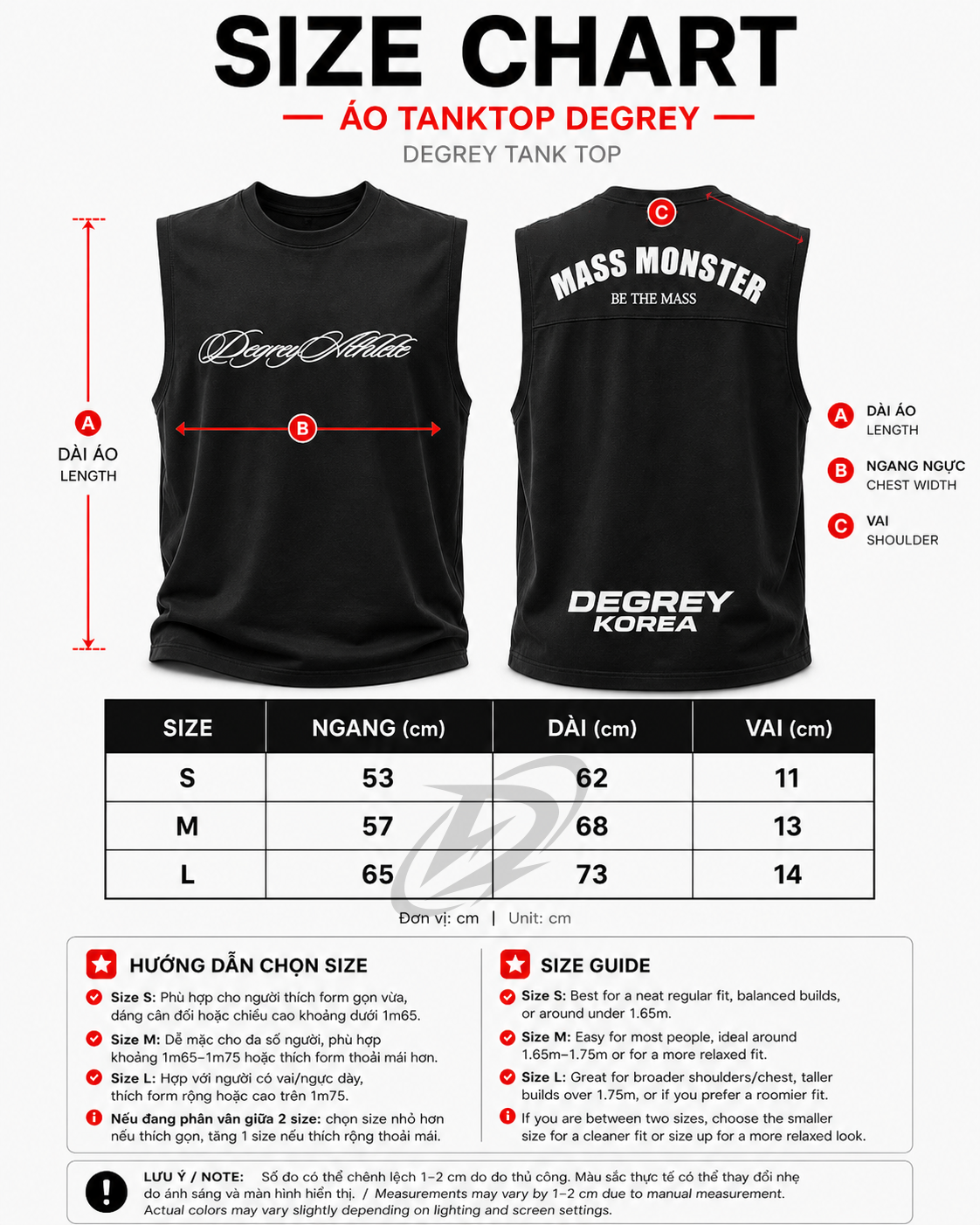  Degrey Korea Áo ba lỗ Tank Top MASSMONSTER màu ĐEN - TANKMASS 