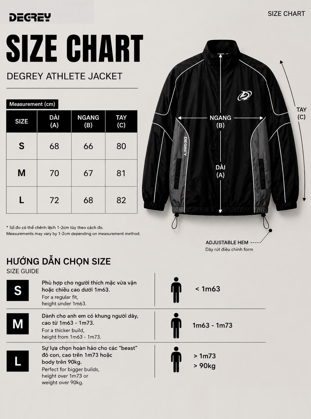  Jacket Degrey màu ĐEN in Mascot áo khoác dù thể thao - JKMASCOT 