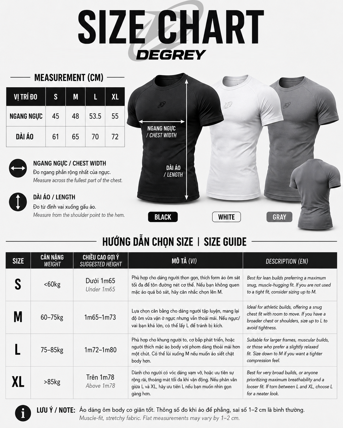  Áo thun thể thao màu TRẮNG Degrey Compressor Tee thêu logo - COMTEETRANG 