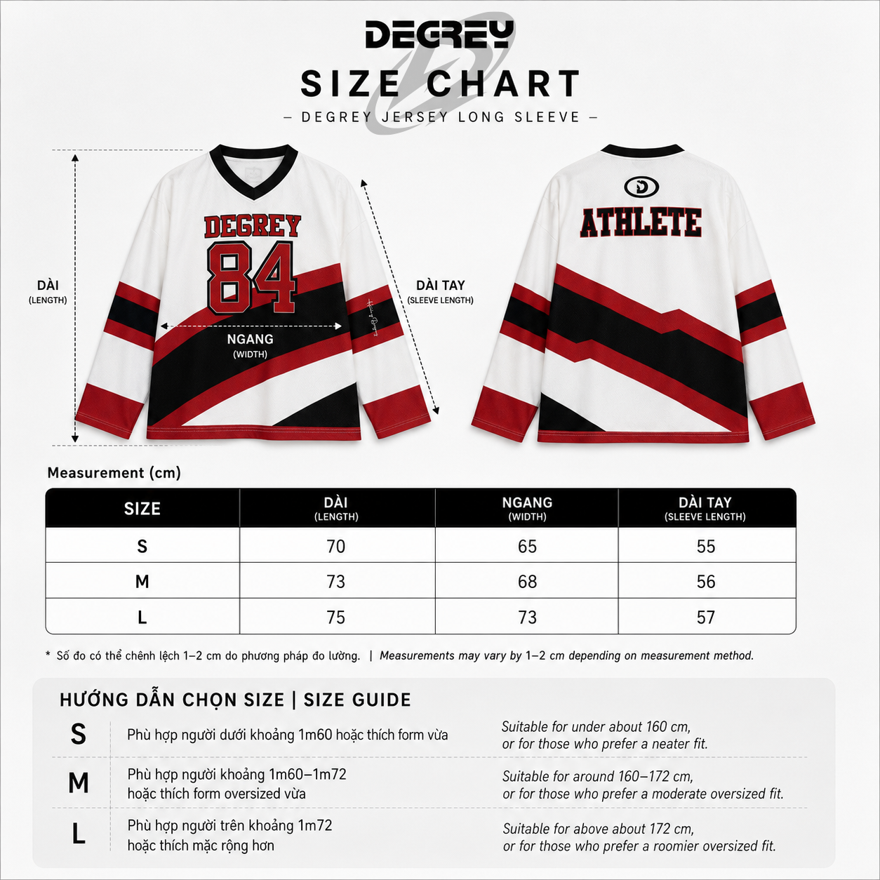  Áo thun tay dài màu trắng Degrey Jersey long sleeve cổ tim thời trang thể thao REDLINE - LONGRELI 