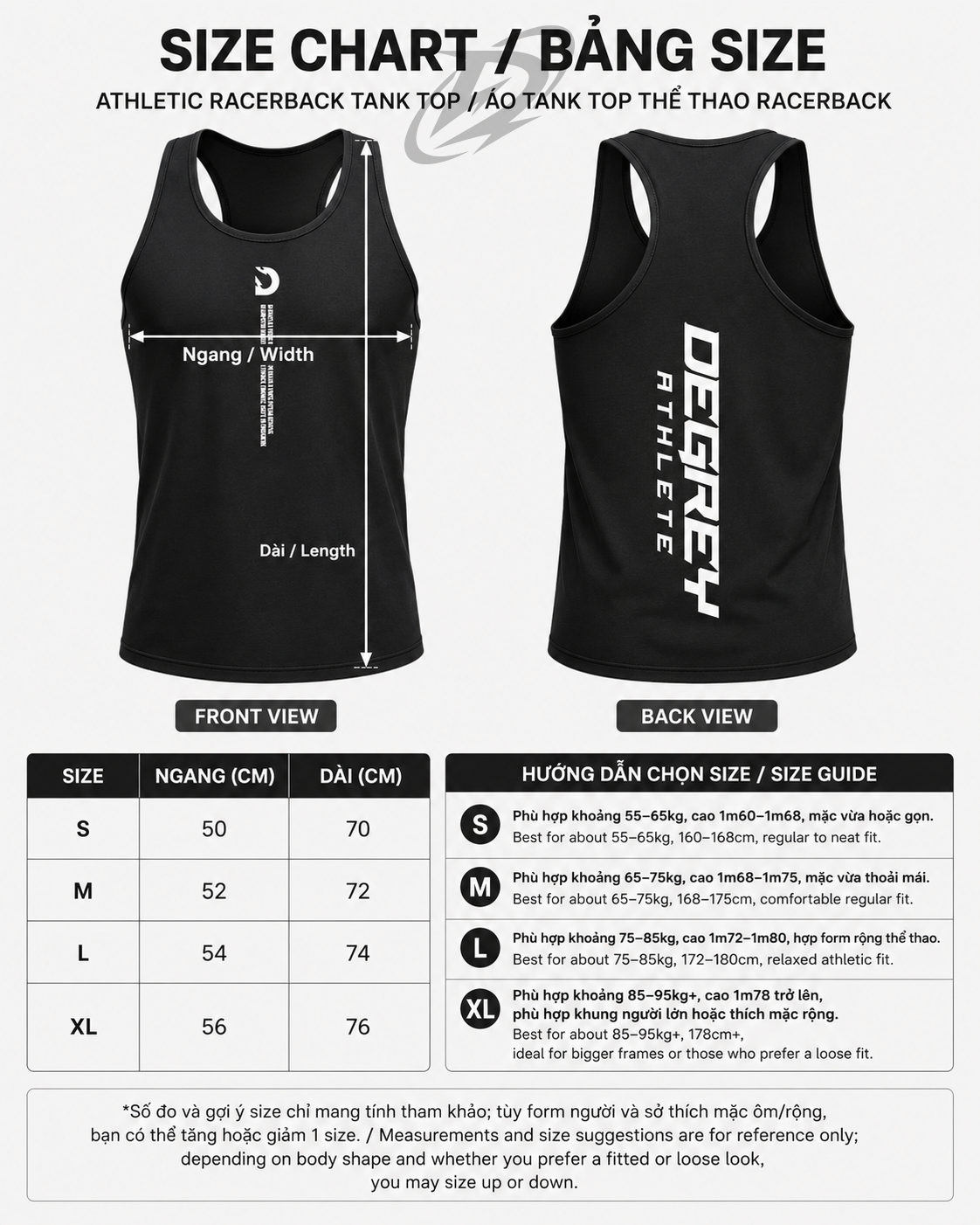  Áo Ba Lỗ Tanktop màu đen vải thun Gym Thể Thao - Local Brand Degrey sport wear - BLGATH 