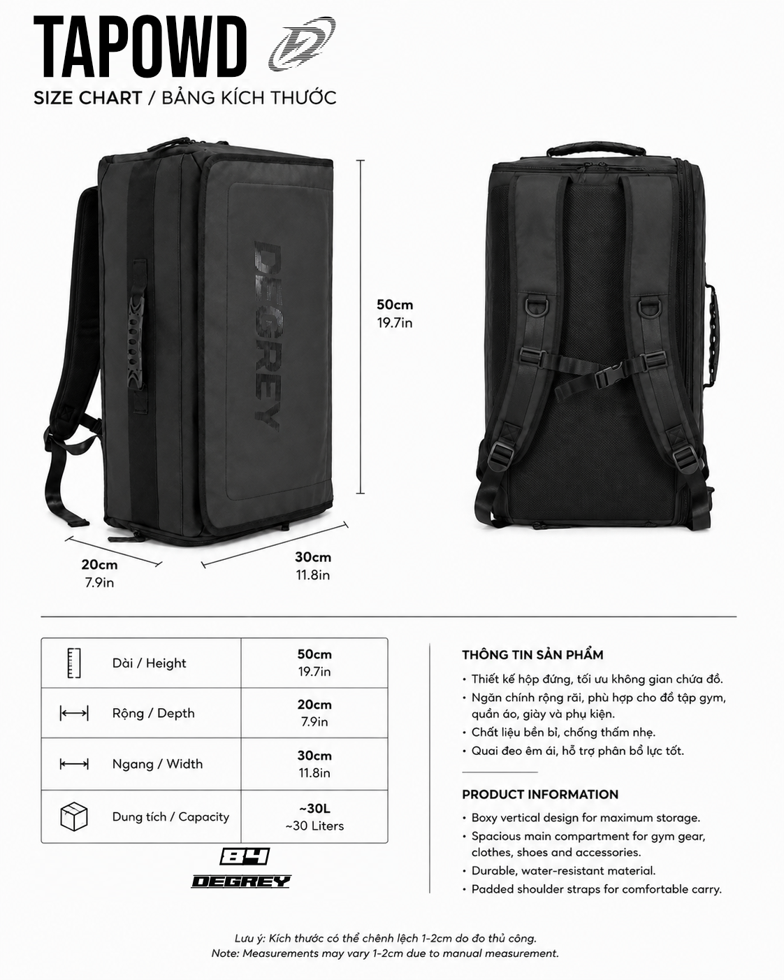  Balo Degrey Powerload Black Tarpaulin 900D - TAPOWD 
