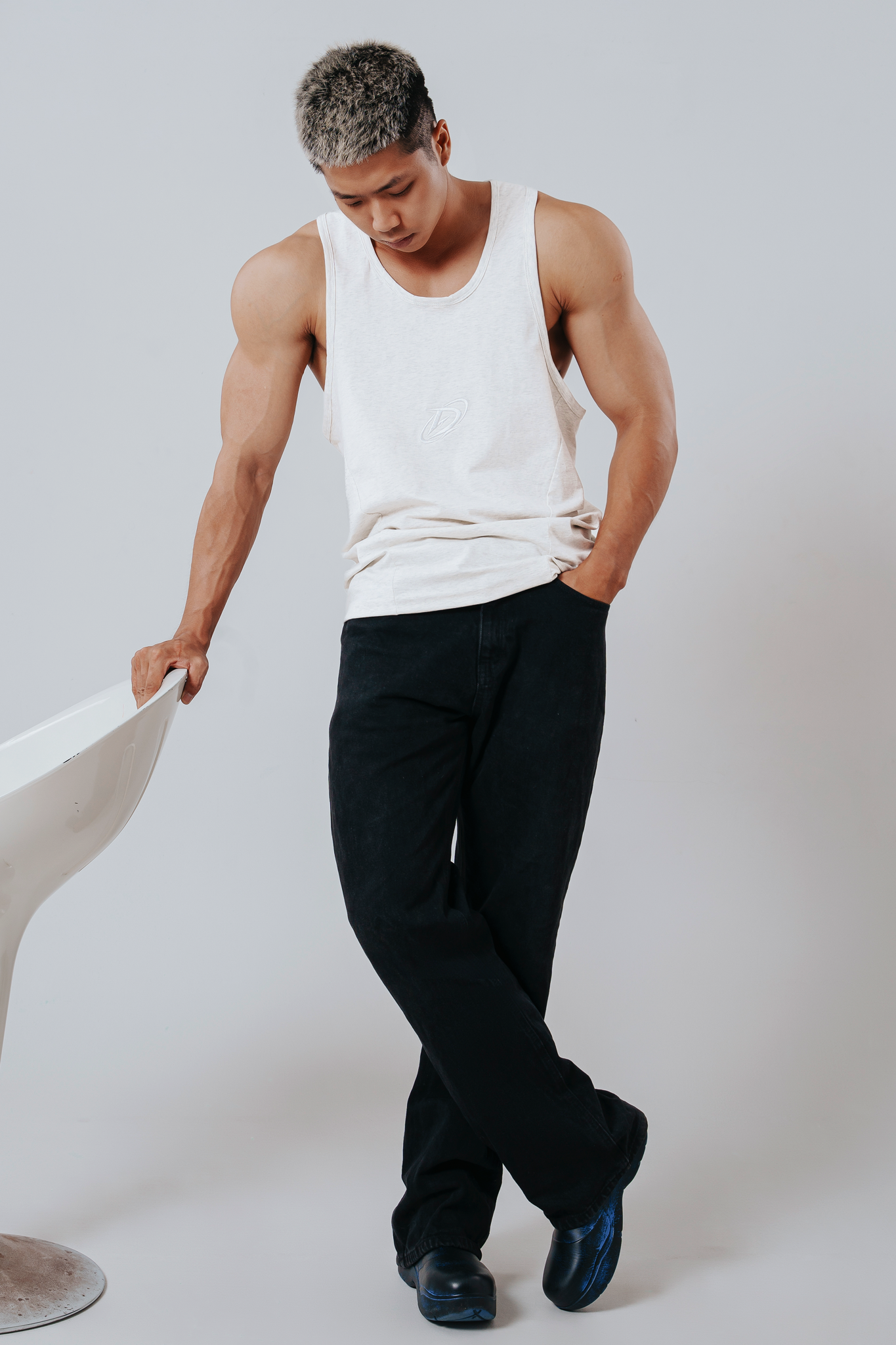  Áo Tank Top Degrey TRẮNG Cotton 4 chiều New Logo - TANKNEWLOGOTRANG 