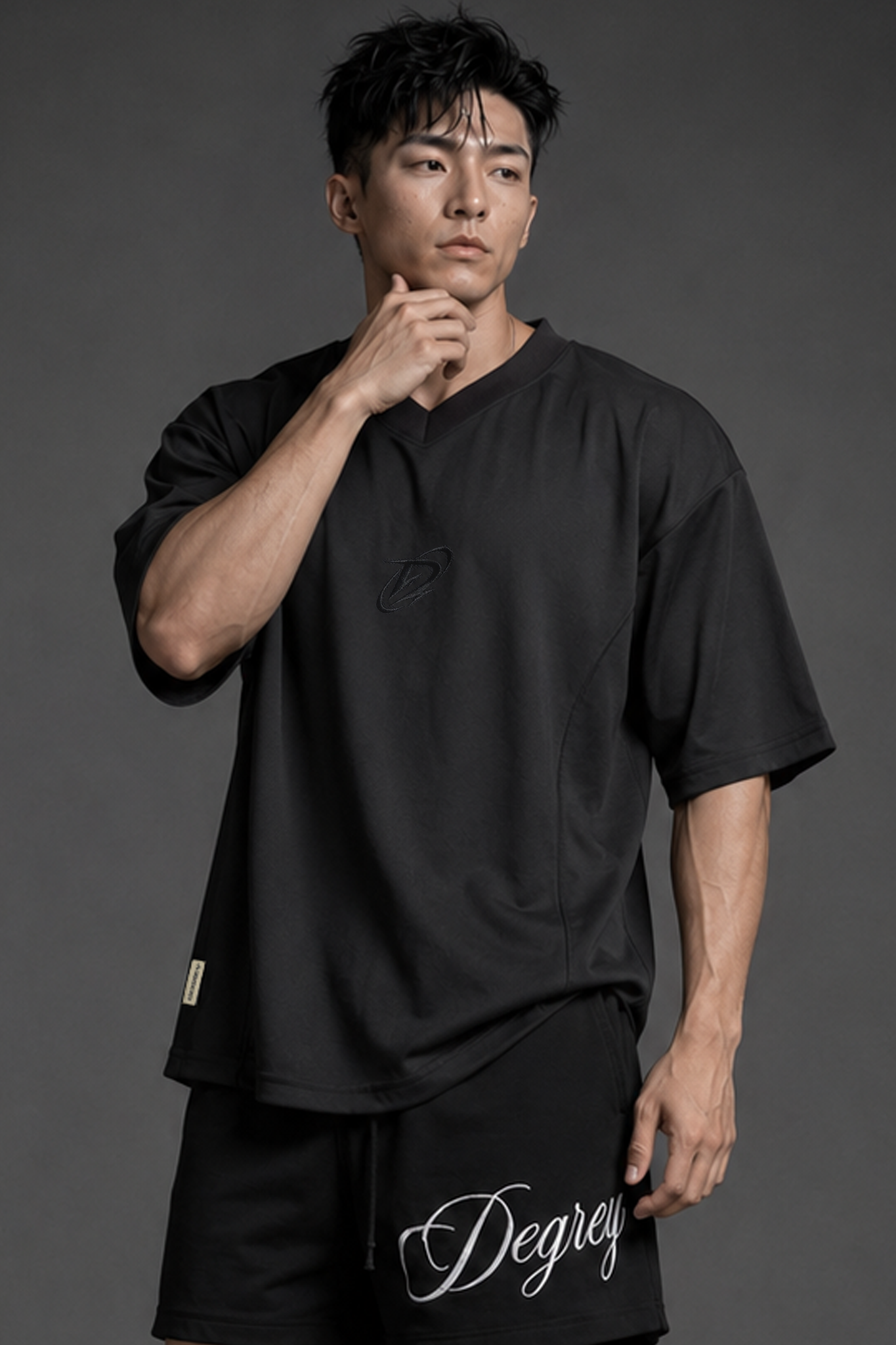  Áo Degrey Jersey Mesh Fabric màu ĐEN thêu D Logo - JERMESHDEN 