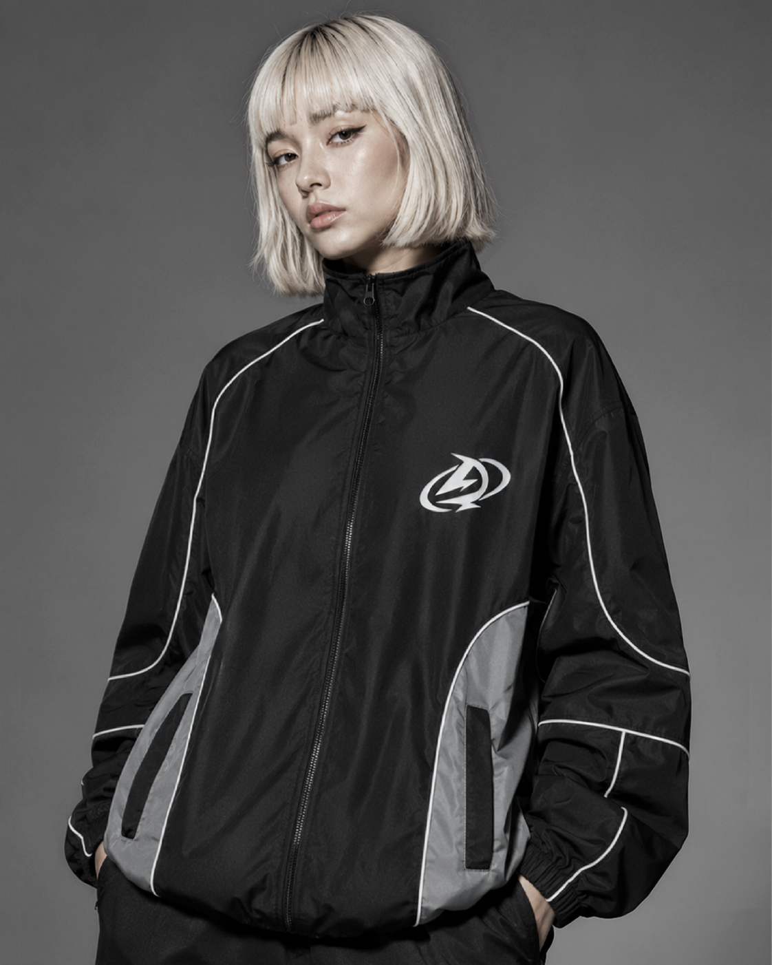  Jacket Degrey màu ĐEN in Mascot áo khoác dù thể thao - JKMASCOT 