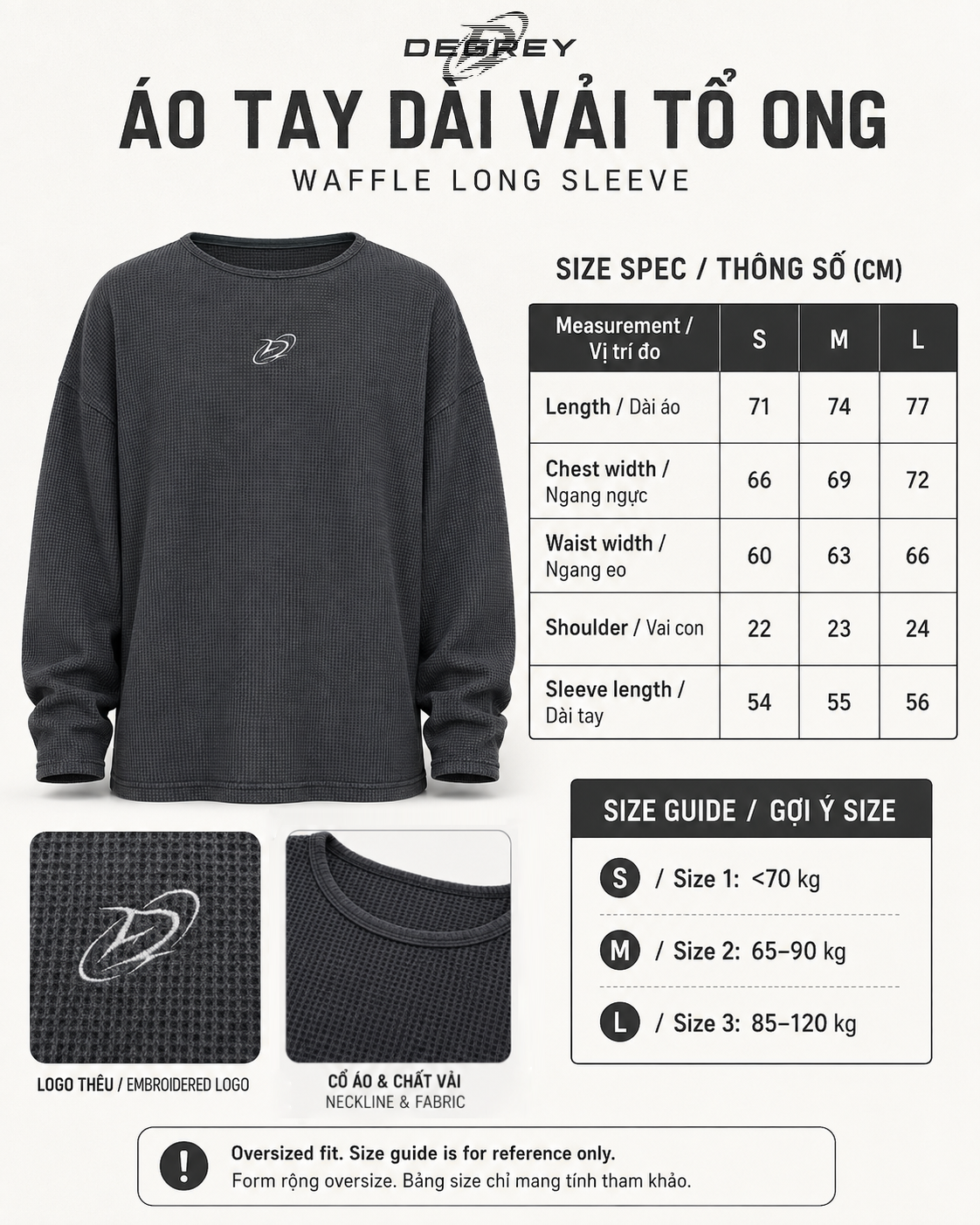  Áo Thun Longsleeve WAFFLE WAX thêu Degrey - WAFWAX 
