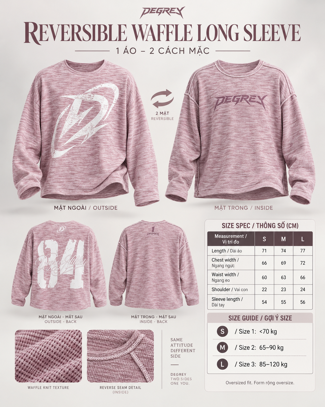  Áo Thun Longsleeve WAFFLE ĐỎ in 2 mặt - WAFDO 