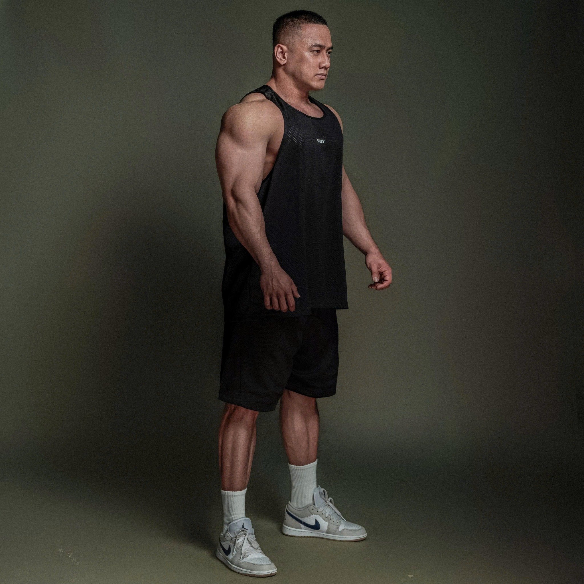  Áo ba lỗ Degrey Tanktop màu đen BASIC thể thao - TANKBADEN 