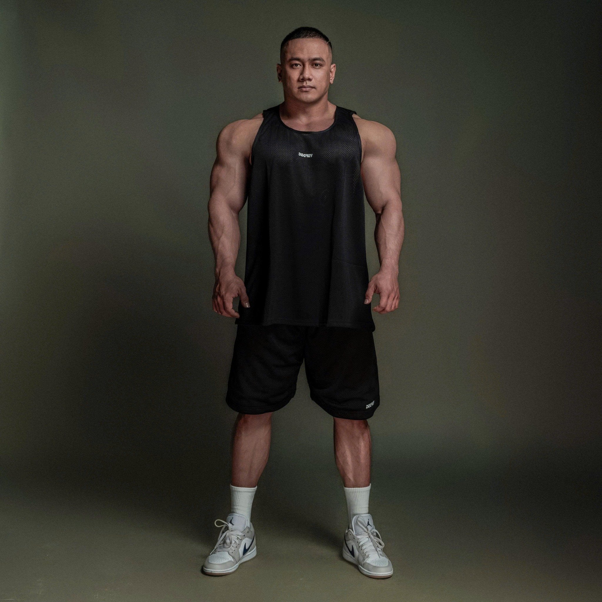  Áo ba lỗ Degrey Tanktop màu đen BASIC thể thao - TANKBADEN 