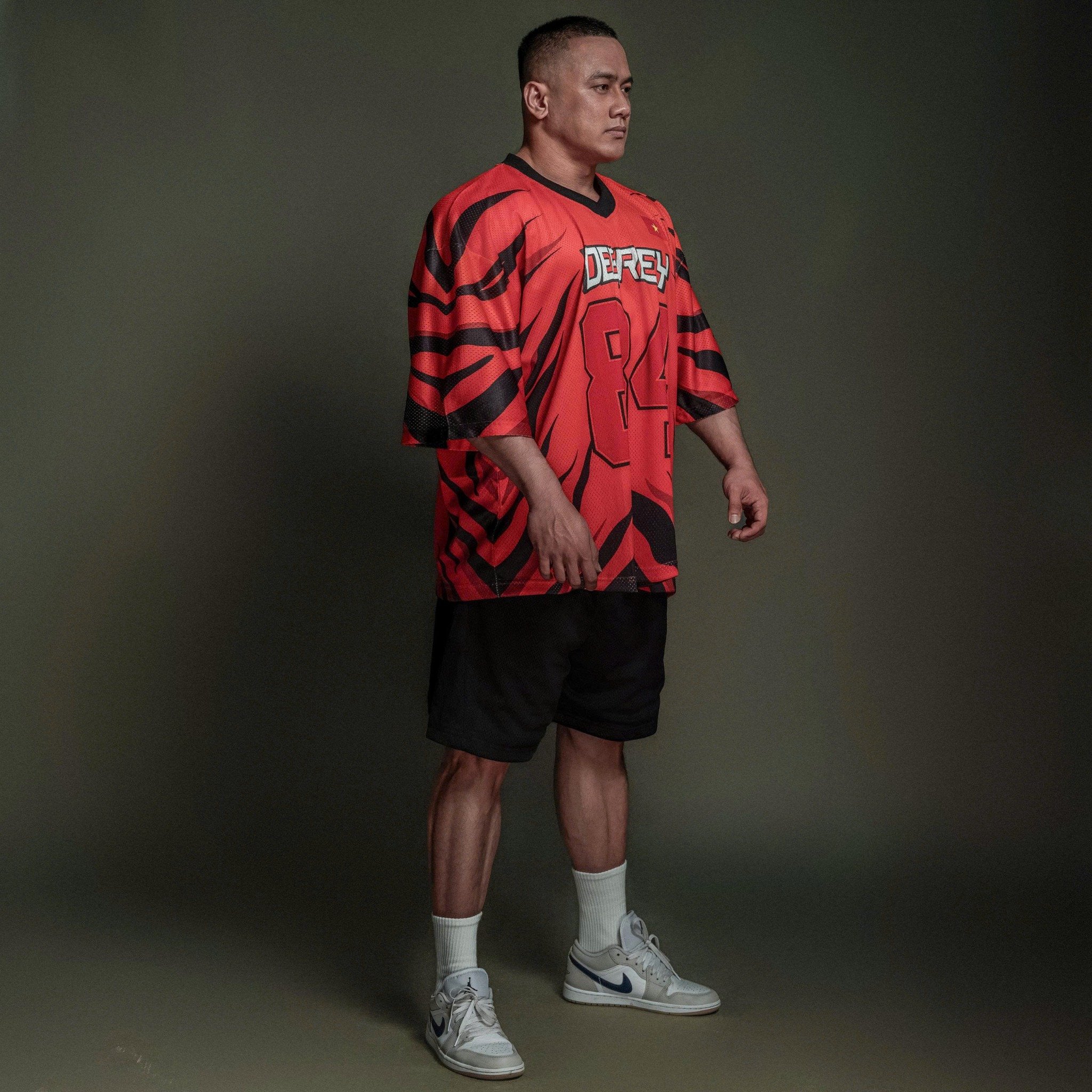  Áo thun thể thao màu cam TIGER Degrey Jersey 84 cổ tim - JERTIGER 