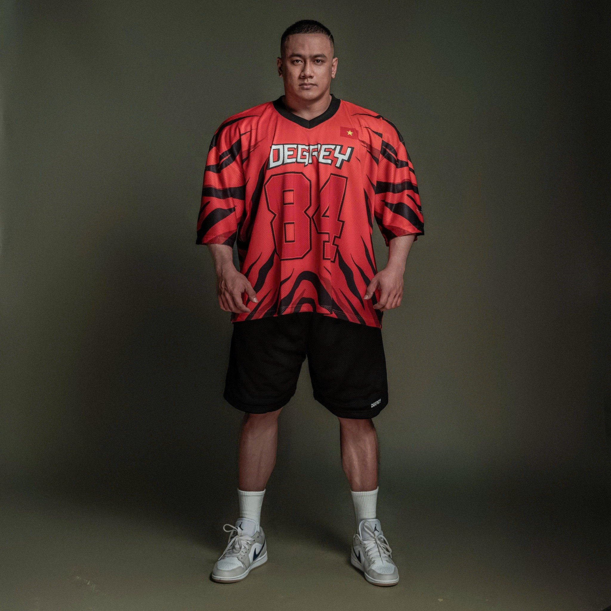  Áo thun thể thao màu cam TIGER Degrey Jersey 84 cổ tim - JERTIGER 