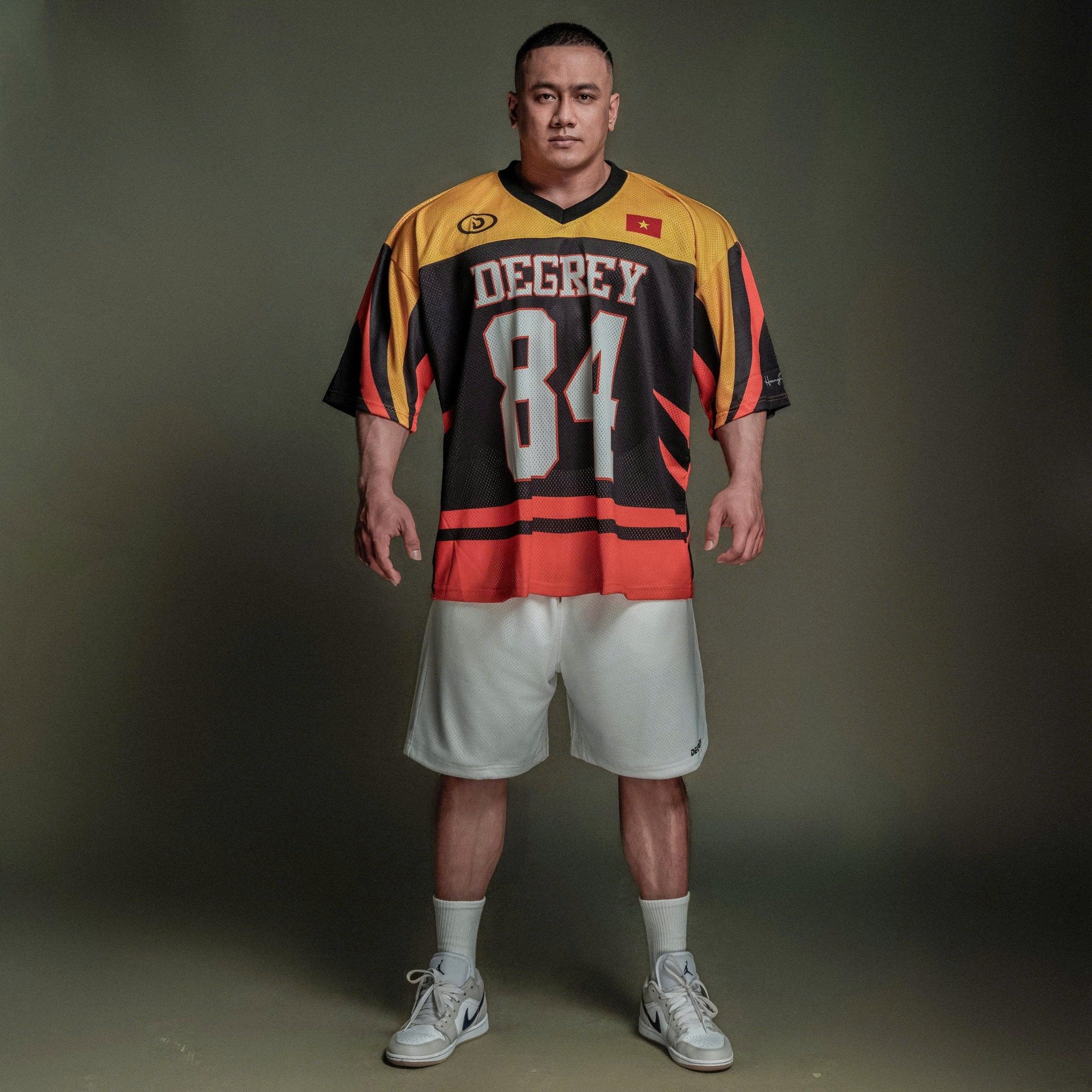  Áo thun thể thao màu CAM BLAZE Degrey Jersey 84 cổ tim - JERBLACAM 
