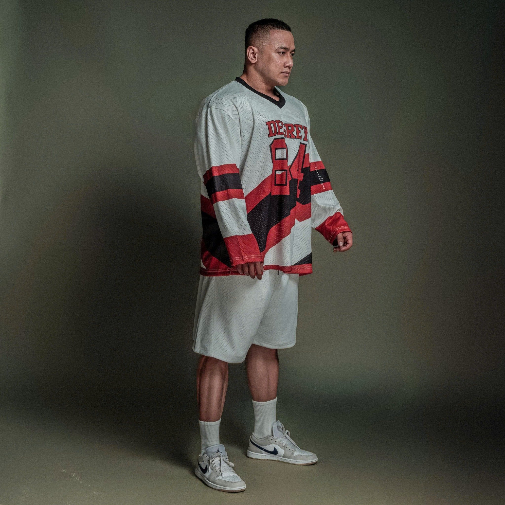  Áo thun tay dài màu trắng Degrey Jersey long sleeve cổ tim thời trang thể thao REDLINE - LONGRELI 