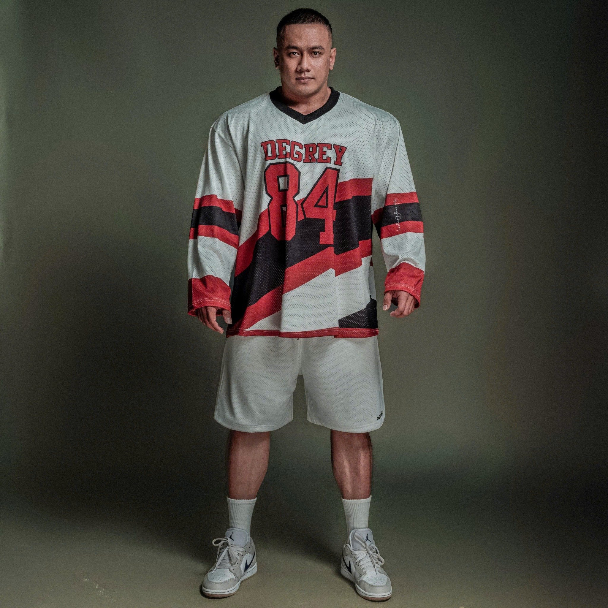  Áo thun tay dài màu trắng Degrey Jersey long sleeve cổ tim thời trang thể thao REDLINE - LONGRELI 