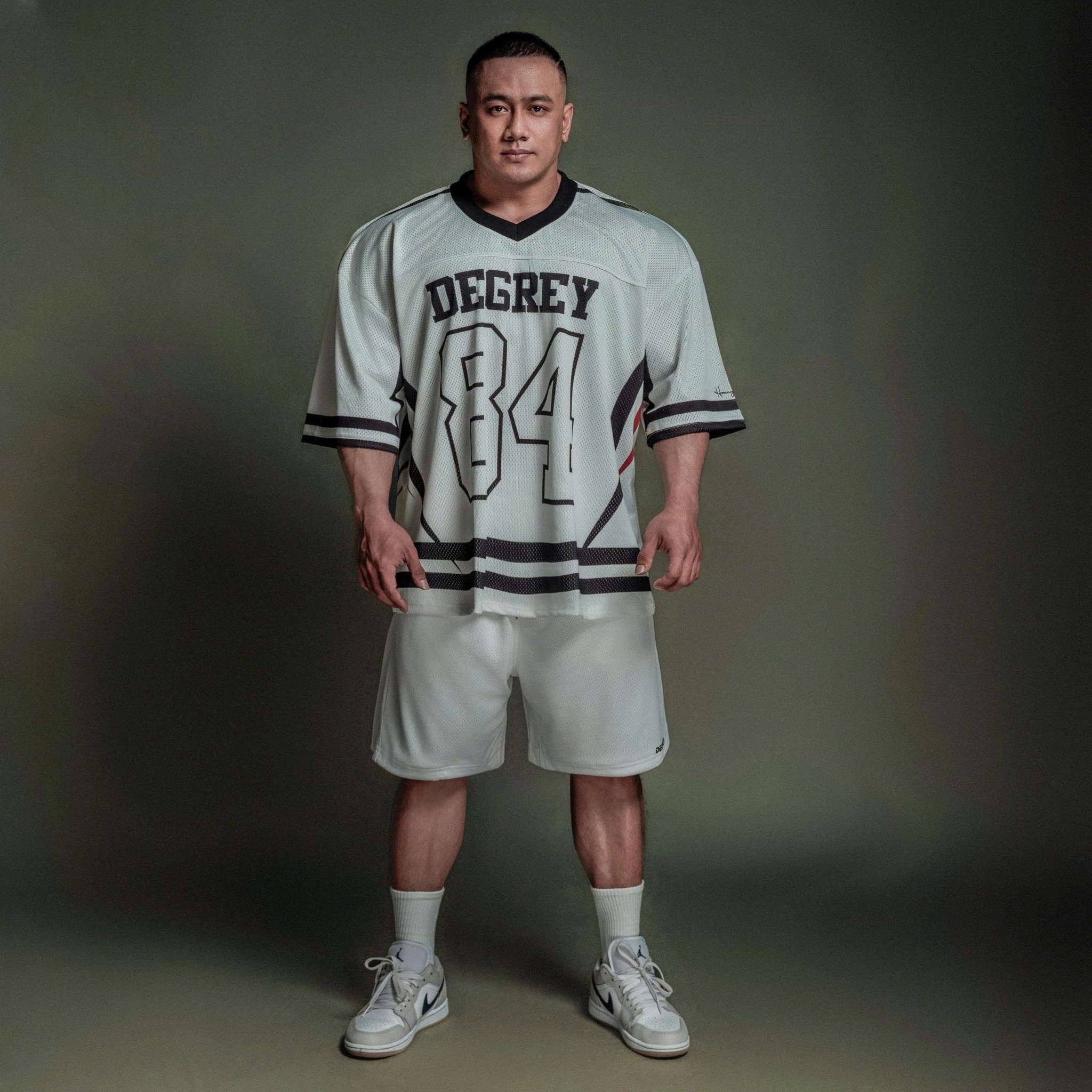  Áo thun thể thao màu TRẮNG CRIMSON Degrey Jersey 84 cổ tim - JERCRIMT 