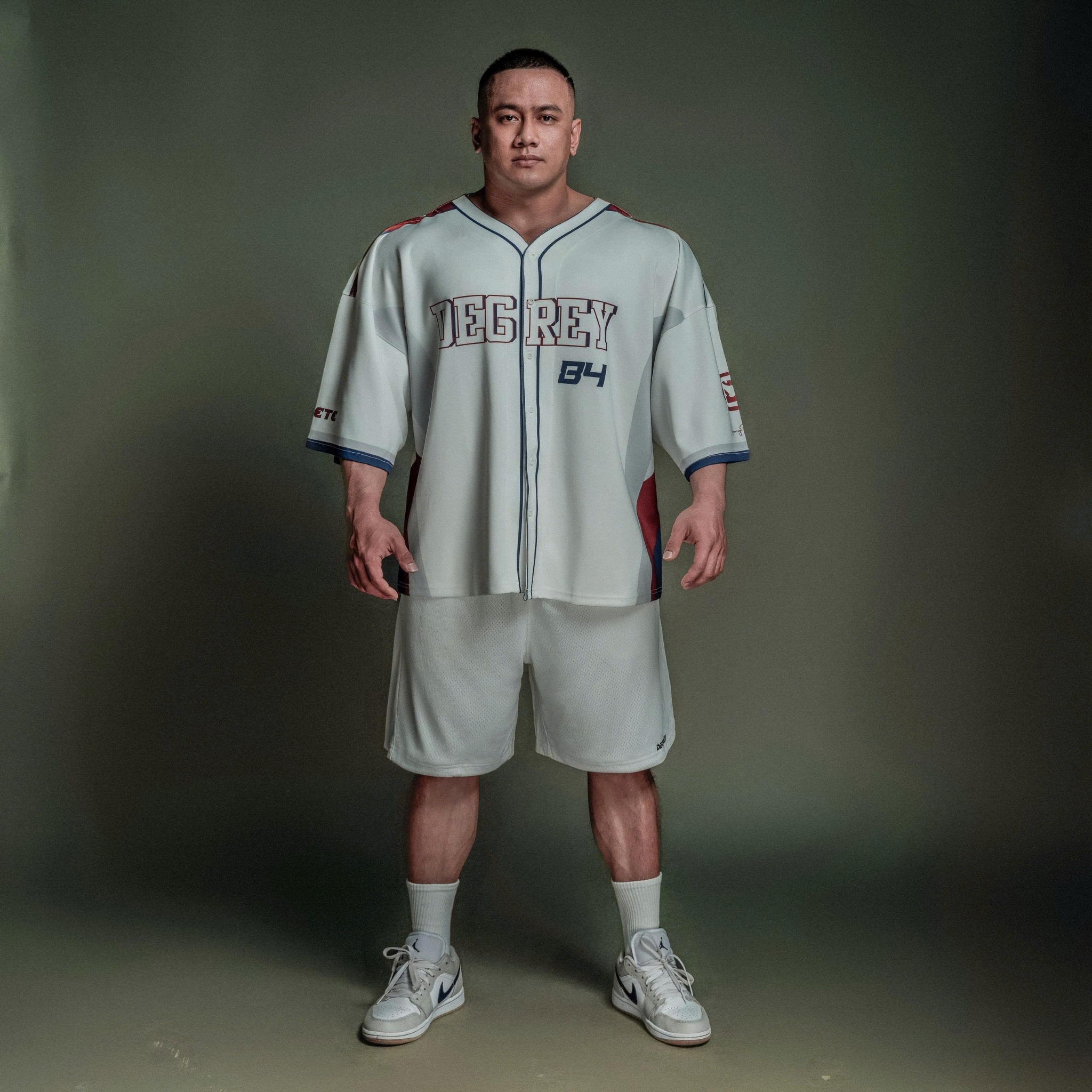  Áo khoác sơmi Jersey Degrey Baseball FLEX màu trắng - BASEFLEX 