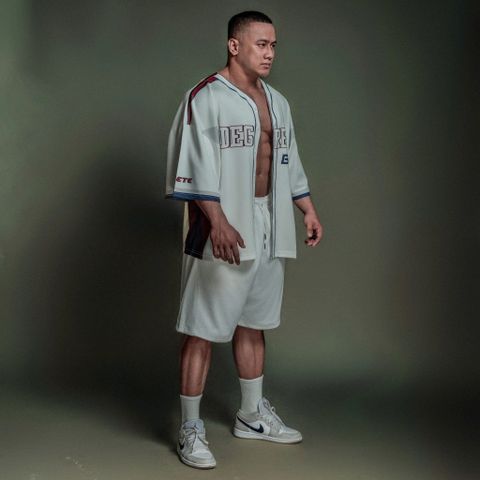  Áo khoác sơmi Jersey Degrey Baseball FLEX màu trắng - BASEFLEX 