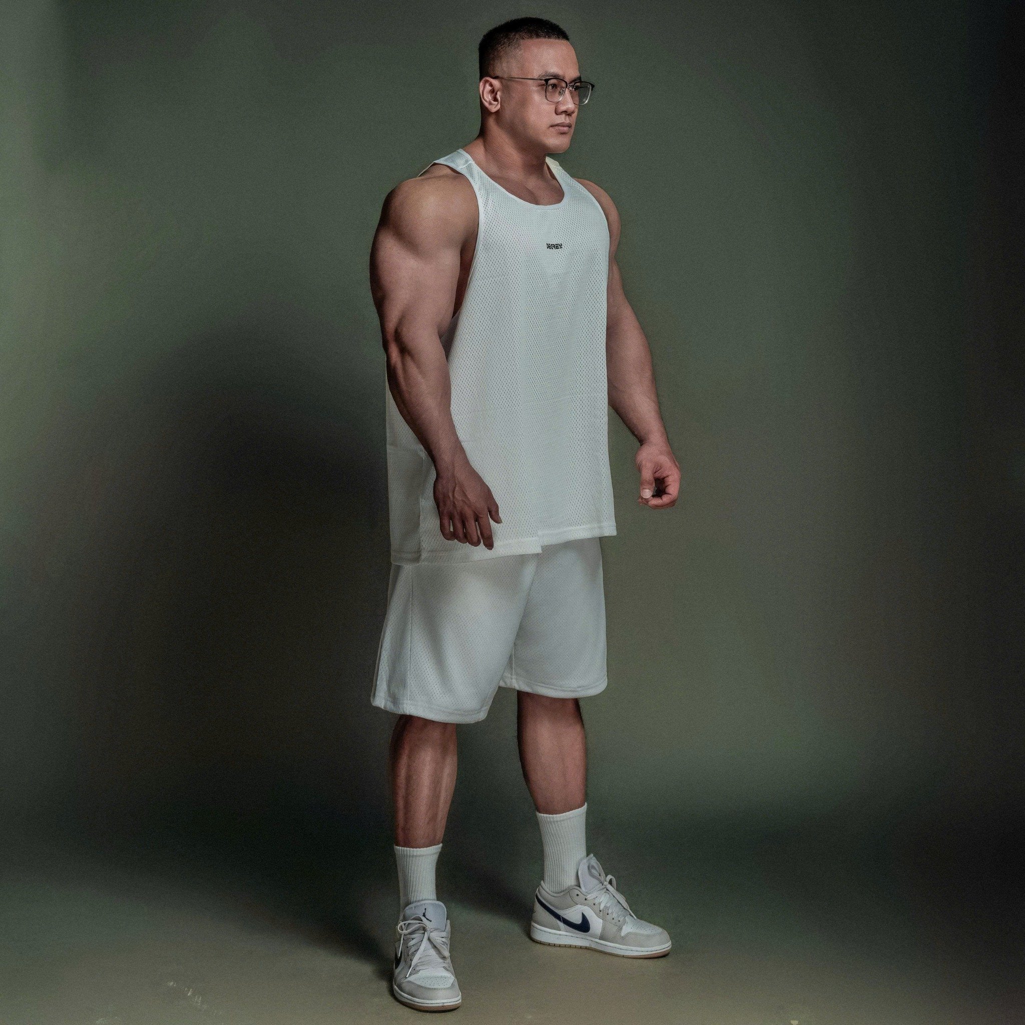  Áo ba lỗ Degrey Tanktop màu trắng BASIC thể thao - TANKBATRA 