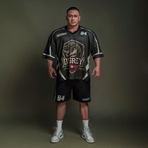  Áo thun thể thao màu xanh Degrey Jersey Rex 84 cổ tim - JERREX 