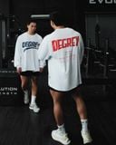  Áo Thun tay dài màu WHITE logo Degrey màu NAVY kiểu dáng rộng raglan - OVSTADATRANG 