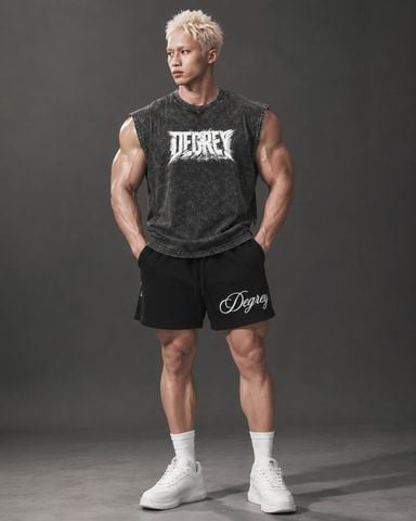  Áo ba lỗ Tank Top WAX ĐEN Degrey Cotton in Logo - TANKWAXDEN 