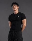  Áo Thun Degrey Rib Henley Black - HENLEYBLACK 