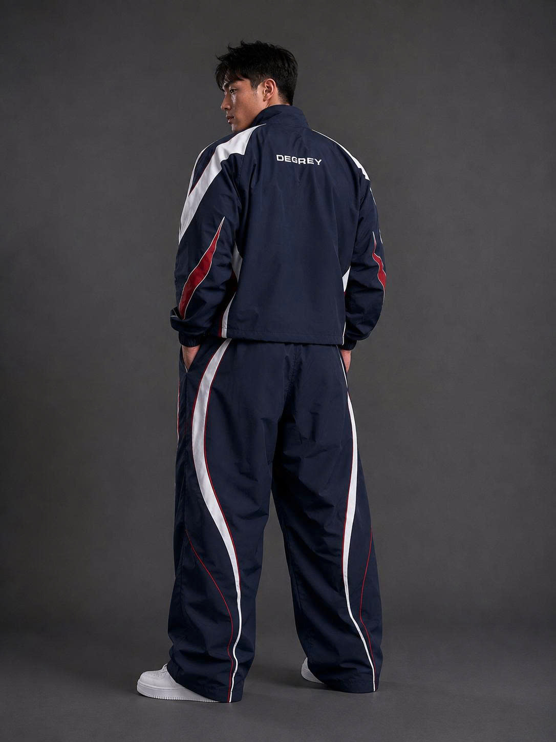  Jacket Degrey màu NAVY THÊU LOGO ATHLETE áo khoác dù thể thao - JKLOGONAVY 