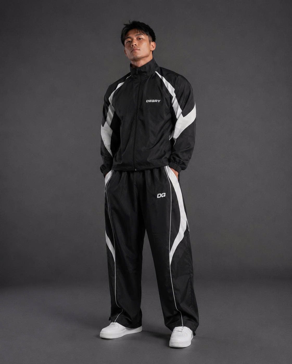  Quần Dài Degrey màu ĐEN TRẮNG Long Pants Poly THÊU Logo - PAPOLYDETRA 