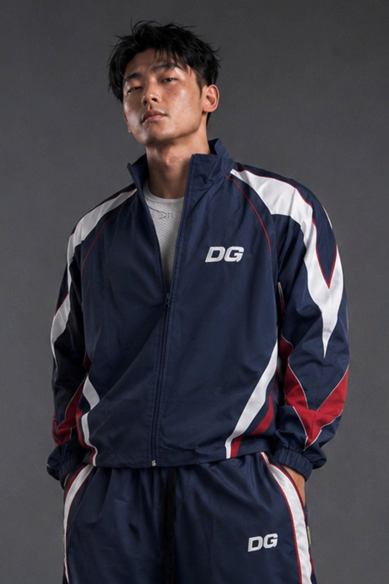  Jacket Degrey màu NAVY THÊU LOGO ATHLETE áo khoác dù thể thao - JKLOGONAVY 