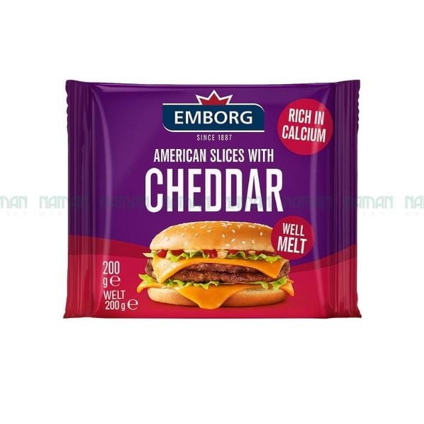 American Cheddar Slices F.I.D.M 45% Emborg 200G
