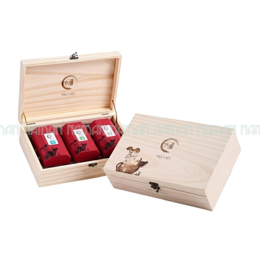 Giftset Gratitude [Tender Bud Shrimp Tea 100G + Ginsheng Olong 100G + Snow Shan Tea 80G] Tra Viet